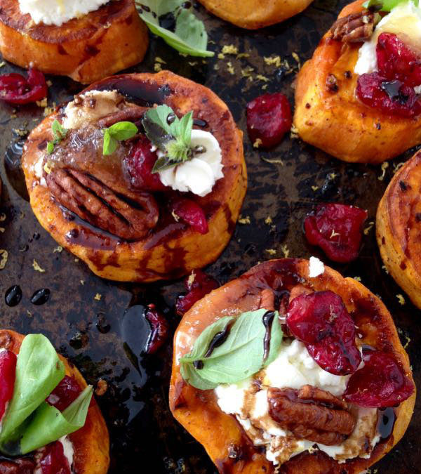 Sweet Potato Rounds with Goat Cheese Appetizers