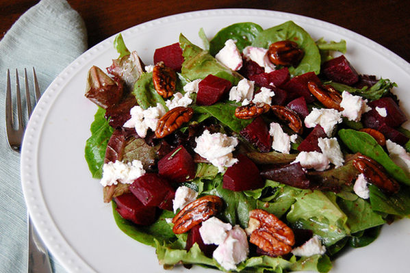Roasted Beet Salad with Blueberry Balsamic and Lemon Olive Oi